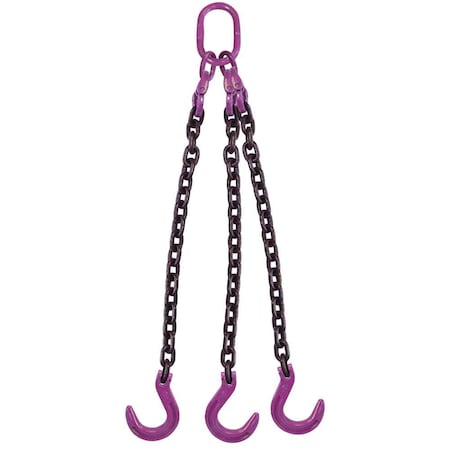 1/2 X 12' - 3 Leg Chain Sling W/ Foundry Hooks - Grade 100